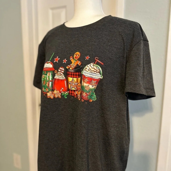 Gingerbread Man Frappuccino Print TShirt Size: 2XL - Picture 2 of 5